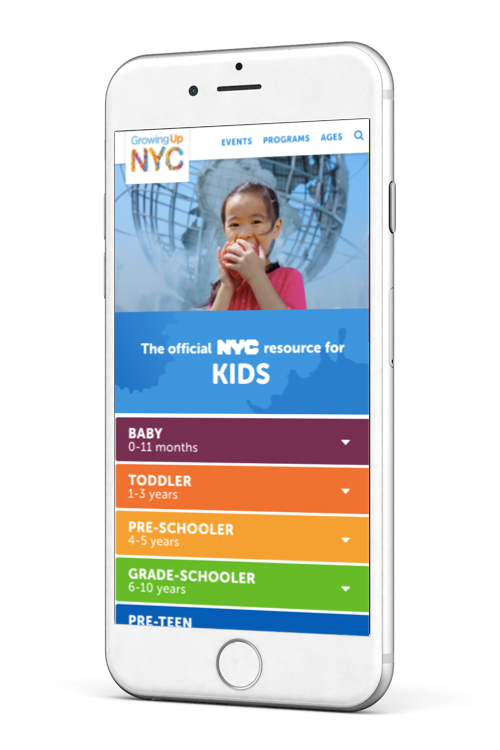 Growing Up NYC mobile screen